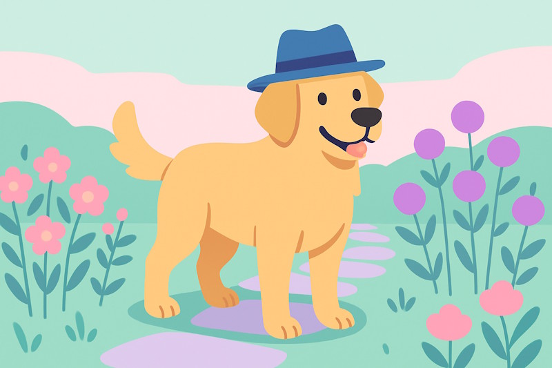 Flat vector golden retriever illustration