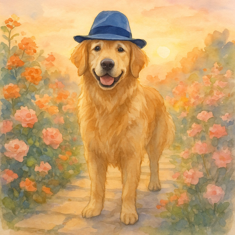 Watercolor Golden retriever
