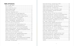 Two page table of contents from How Seniors Learn AI showing all parts and chapters